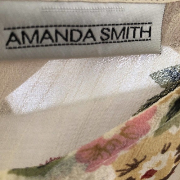 Amanda Smith Sleeveless Floral Beaded Neck Duster Kimono Cover Up Size Medium - Picture 7 of 12